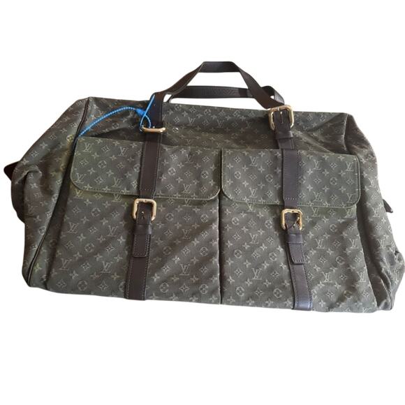 LOUIS VUITTON Khaki Mini Lin Monogram Brown Calfskin Leather Vintage Louise Bag - Picture 15 of 16